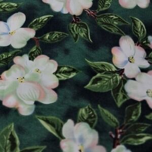 Northcott Dogwood Fabric, Suzan Ellis ‎ Green Cotton  1 1/4 yard